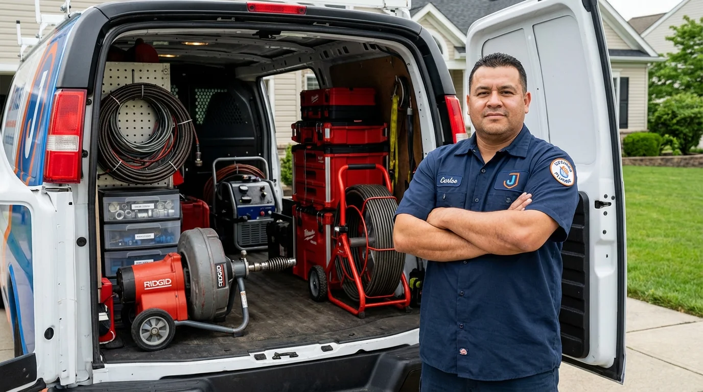 Professional drain cleaning equipment and Johns Plumbing LLC plumber in Colfax